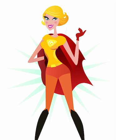 simsearch:400-05741668,k - Sexy superwoman in red costume. She is strong and powerful. Vector Illustration of sexy super woman isolated on white background. Stock Photo - Budget Royalty-Free & Subscription, Code: 400-04279545