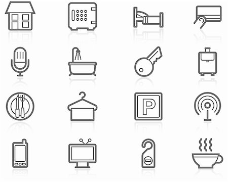 Icon set - Hotel accommodation amenities and services Stock Photo - Budget Royalty-Free & Subscription, Code: 400-04271065