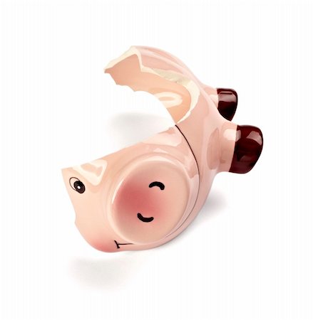 simsearch:400-06077471,k - close up of a broken piggy bank on white background with clipping path Stock Photo - Budget Royalty-Free & Subscription, Code: 400-04271120