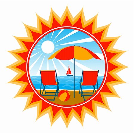 simsearch:400-05944023,k - vector deck chairs under umbrella on the beach, Adobe Illustrator 8 format Stock Photo - Budget Royalty-Free & Subscription, Code: 400-04271244