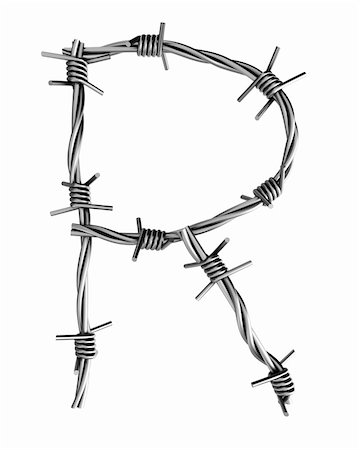 perimeter - Letter R made from barbed wire Stock Photo - Budget Royalty-Free & Subscription, Code: 400-04271596
