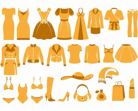 Woman's clothes, Fashion and Accessory icon set Stock Photo - Budget Royalty-Free & Subscription, Code: 400-04272068