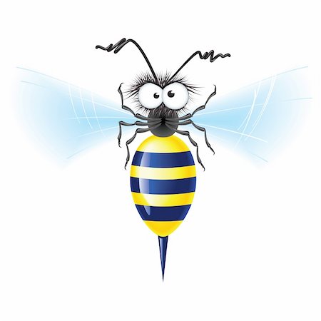 Cheerful bee. Vector illustration on white background Stock Photo - Budget Royalty-Free & Subscription, Code: 400-04272121