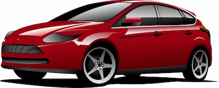 simsearch:400-05034481,k - Red-brown hatchback car on the road. Vector illustration Stock Photo - Budget Royalty-Free & Subscription, Code: 400-04272311