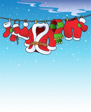 simsearch:400-04077418,k - Snowy sky with Christmas costume - vector illustration. Foto de stock - Super Valor sin royalties y Suscripción, Código: 400-04272685