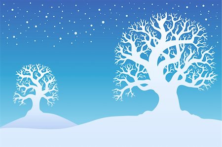 simsearch:400-05885713,k - Two winter trees with snow 1 - vector illustration. Stock Photo - Budget Royalty-Free & Subscription, Code: 400-04272700
