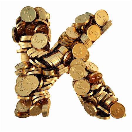 simsearch:400-05388219,k - alphabet from the golden coins. isolated on white. including clipping path. Stock Photo - Budget Royalty-Free & Subscription, Code: 400-04272794