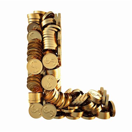 simsearch:400-05730288,k - alphabet from the golden coins. isolated on white. including clipping path. Stock Photo - Budget Royalty-Free & Subscription, Code: 400-04272795