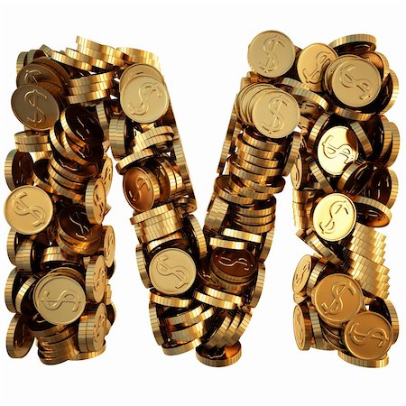 simsearch:400-05730288,k - alphabet from the golden coins. isolated on white. including clipping path. Stock Photo - Budget Royalty-Free & Subscription, Code: 400-04272796