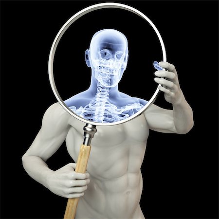 man shines his legs x-rays through a magnifying glass. Stock Photo - Budget Royalty-Free & Subscription, Code: 400-04272976