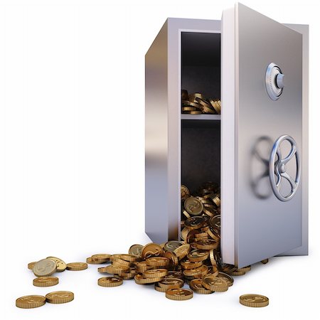 simsearch:400-05913816,k - open the safe with a bunch of gold coins fell out. isolated on white. with clipping path. Stock Photo - Budget Royalty-Free & Subscription, Code: 400-04273049