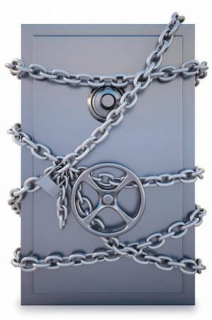simsearch:400-05913816,k - Safe clad in steel chain with a lock. isolated on white. with clipping path. Stock Photo - Budget Royalty-Free & Subscription, Code: 400-04273053