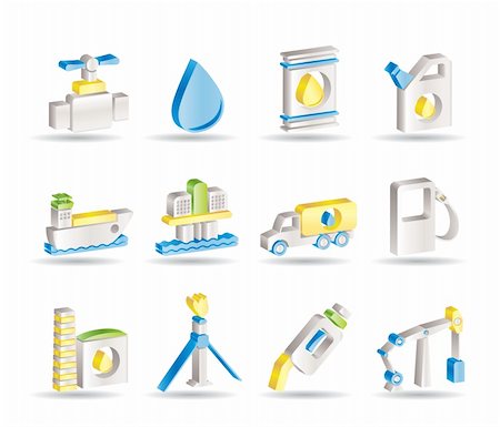 oil and petrol industry objects icons - vector icon set Stock Photo - Budget Royalty-Free & Subscription, Code: 400-04273431