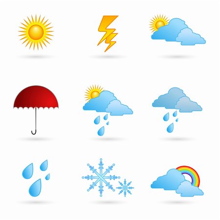 illustration of types of weather on white background Stock Photo - Budget Royalty-Free & Subscription, Code: 400-04273552