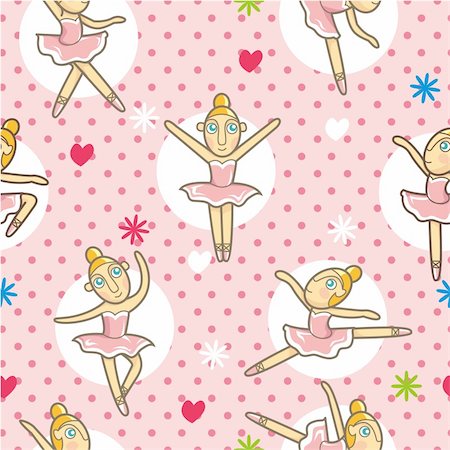 dancer girl cartoon - seamless Ballet pattern Stock Photo - Budget Royalty-Free & Subscription, Code: 400-04273707