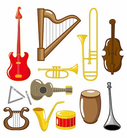 piano music icons - cartoon musical instruments Stock Photo - Budget Royalty-Free & Subscription, Code: 400-04273834