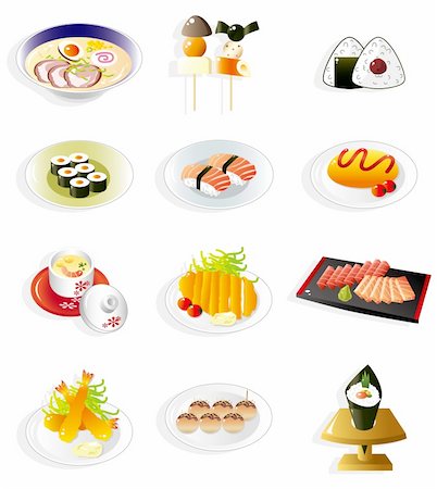 food in the restaurant cartoon - cartoon Japanese food icon Stock Photo - Budget Royalty-Free & Subscription, Code: 400-04273997