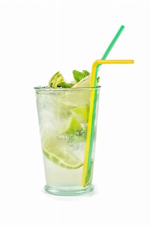 simsearch:400-03965729,k - Fresh mojito cocktail isolated on a white bacground Stock Photo - Budget Royalty-Free & Subscription, Code: 400-04284629