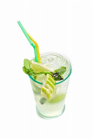 simsearch:400-03965729,k - Fresh mojito cocktail isolated on a white bacground Stock Photo - Budget Royalty-Free & Subscription, Code: 400-04284631