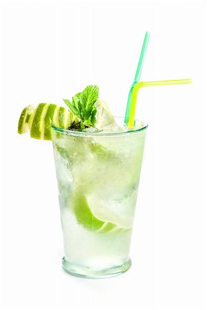 simsearch:400-03965729,k - Fresh mojito cocktail isolated on a white bacground Stock Photo - Budget Royalty-Free & Subscription, Code: 400-04284632
