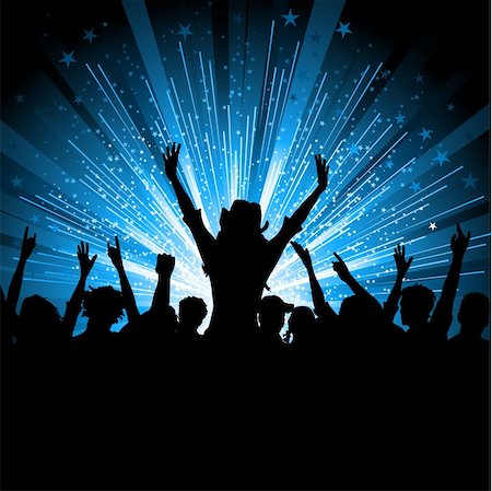 party girls silhouette - Silhouette of a crowd of party people on a star burst background Stock Photo - Budget Royalty-Free & Subscription, Code: 400-04284741