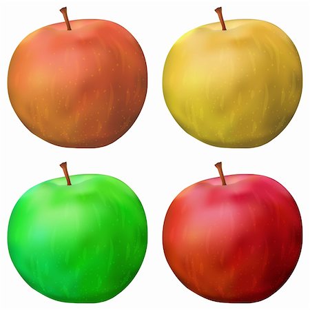 simsearch:400-05891431,k - Apple set, vector summer fruit, isolated, eps10 Stock Photo - Budget Royalty-Free & Subscription, Code: 400-04284835