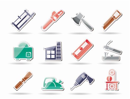 simsearch:400-04790475,k - Woodworking industry and Woodworking tools icons - vector icon set Stock Photo - Budget Royalty-Free & Subscription, Code: 400-04285271