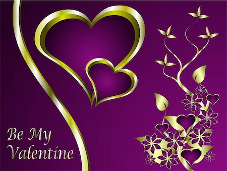 A vector valentines background with a series of  gold hearts on a deep purple backdrop Foto de stock - Super Valor sin royalties y Suscripción, Código: 400-04285515