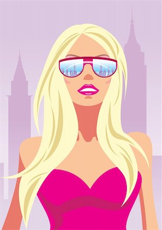 simsearch:400-04164585,k - Fashion girl with glasses in New York - vector illustration Photographie de stock - Aubaine LD & Abonnement, Code: 400-04285999