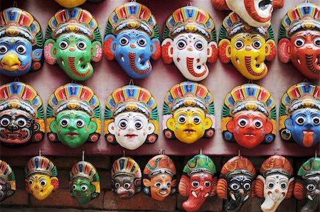 souvenir masks - View of piles of colorful masks in Kathmandu Nepal Stock Photo - Budget Royalty-Free & Subscription, Code: 400-04286112