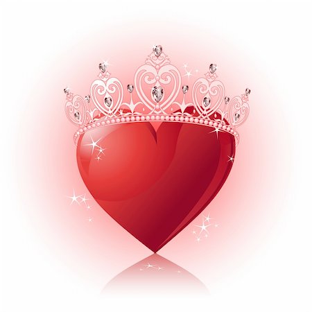 queen cards images - Shiny crystal love heart with princess crown  design Stock Photo - Budget Royalty-Free & Subscription, Code: 400-04286131