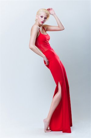 simsearch:400-04423098,k - attractive blond girl in red dress Stock Photo - Budget Royalty-Free & Subscription, Code: 400-04287013