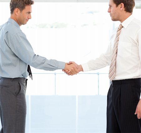 simsearch:400-04609965,k - Two partners concluding a deal by shaking hands standing in the office Stock Photo - Budget Royalty-Free & Subscription, Code: 400-04287219