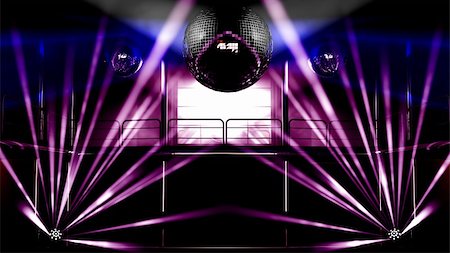 simsearch:632-05604064,k - Night club interior with colorful spot lights, lasers and shining mirror disco balls artistic light show Stock Photo - Budget Royalty-Free & Subscription, Code: 400-04287707