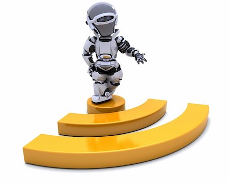simsearch:400-06396346,k - 3D render of a Robot with RSS symbol Stock Photo - Budget Royalty-Free & Subscription, Code: 400-04288655
