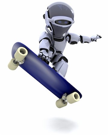simsearch:400-06396346,k - 3D render of a Robot with skateboard Stock Photo - Budget Royalty-Free & Subscription, Code: 400-04288674