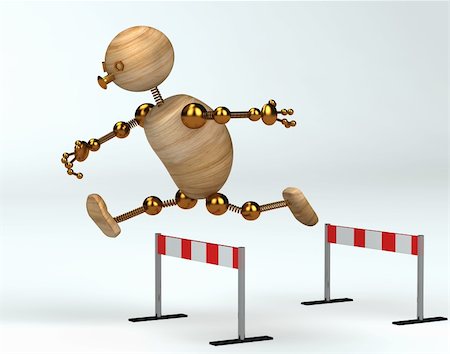 simsearch:400-04302816,k - wood  man running over barrier 3d rendered Stock Photo - Budget Royalty-Free & Subscription, Code: 400-04288820