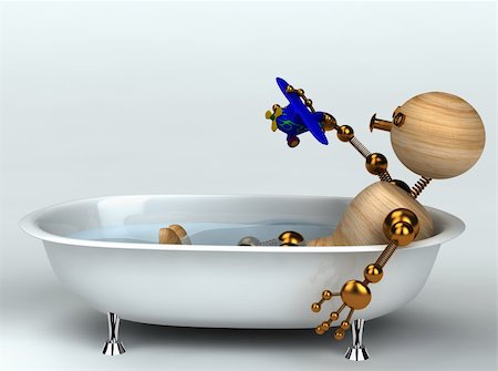 wood man with old bath 3d rendered Stock Photo - Budget Royalty-Free & Subscription, Code: 400-04288848