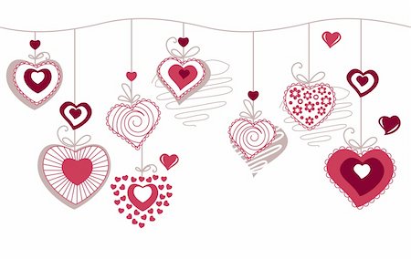 red birthday borders - Seamless border with different red contour hearts Stock Photo - Budget Royalty-Free & Subscription, Code: 400-04289038