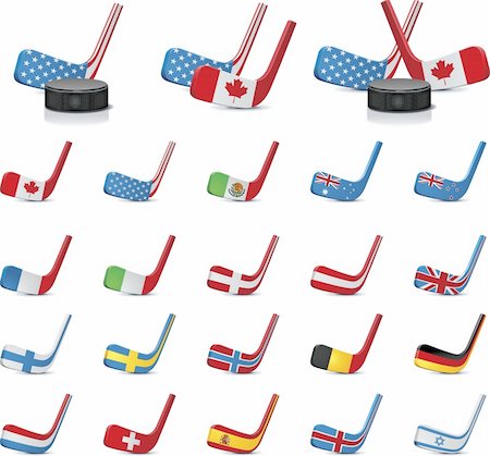 denmark and holland flag - Set of the detailed ice hockey sticks / countries flags colors Stock Photo - Budget Royalty-Free & Subscription, Code: 400-04289306