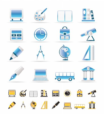 simsearch:400-06084780,k - School and education icons - vector icon set Stock Photo - Budget Royalty-Free & Subscription, Code: 400-04289725