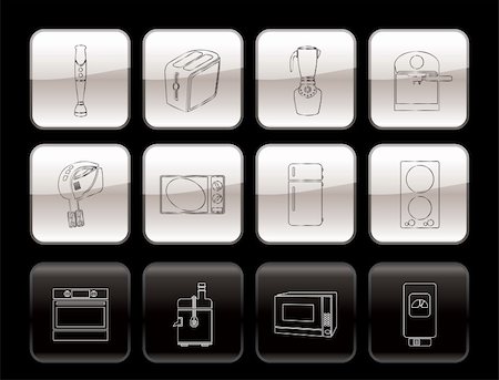 simsearch:400-04790475,k - Kitchen and home equipment icons - vector icon set Stock Photo - Budget Royalty-Free & Subscription, Code: 400-04289737