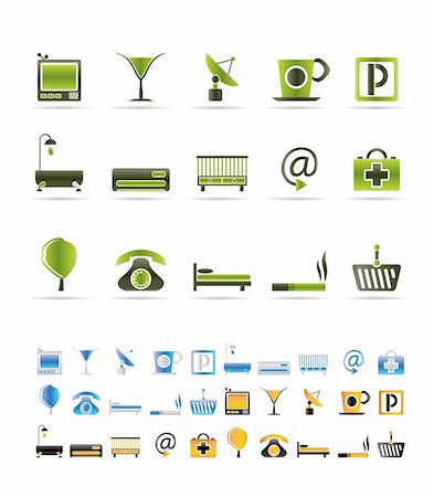 Hotel and motel icons  - Vector icon Set Stock Photo - Budget Royalty-Free & Subscription, Code: 400-04289745