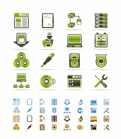 simsearch:400-04274313,k - Server Side Computer icons - Vector Icon Set  - 3 colors included Stock Photo - Budget Royalty-Free & Subscription, Code: 400-04289766