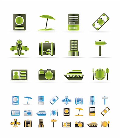 travel, trip and holiday icons - vector icon set  - 3 colors included Stock Photo - Budget Royalty-Free & Subscription, Code: 400-04289767