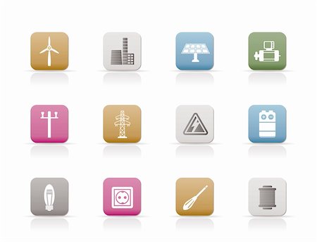 simsearch:400-04285412,k - Electricity and power icons - vector icon set Stock Photo - Budget Royalty-Free & Subscription, Code: 400-04289916