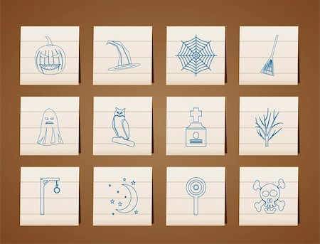 halloween icon pack  with bat, pumpkin, witch, ghost, hat - vector icon set Stock Photo - Budget Royalty-Free & Subscription, Code: 400-04289919