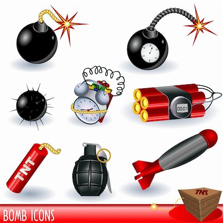 stiven (artist) - A collection of bomb icons, color illustration isolated on white background. Stock Photo - Budget Royalty-Free & Subscription, Code: 400-04280004