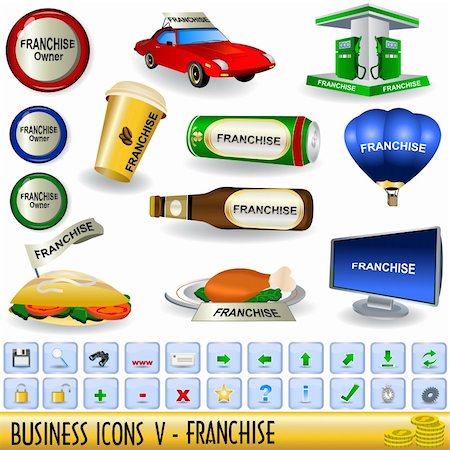 Set of business icons, franchise, along with appropriate buttons - part 5. Stock Photo - Budget Royalty-Free & Subscription, Code: 400-04280010