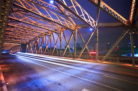 simsearch:700-02723081,k - Night traffic lights inside of the Garden Bridge of shanghai china. Stock Photo - Budget Royalty-Free & Subscription, Code: 400-04280103